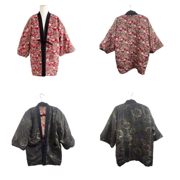 Japanese Hanten Kimono Jacket (M)Reversible Warm Room Wear Snow ring from JAPAN - Picture 1 of 14
